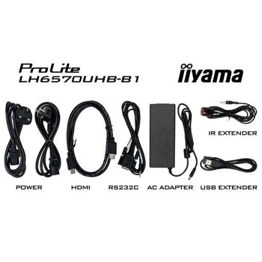 iiyama Prolite 24/7 IPS LFD 64.5" LH6570UHB-B1, 3840x2160, 16:9, 700cd/m2, 8ms, HDMI/USB/RS232/LAN, pivot