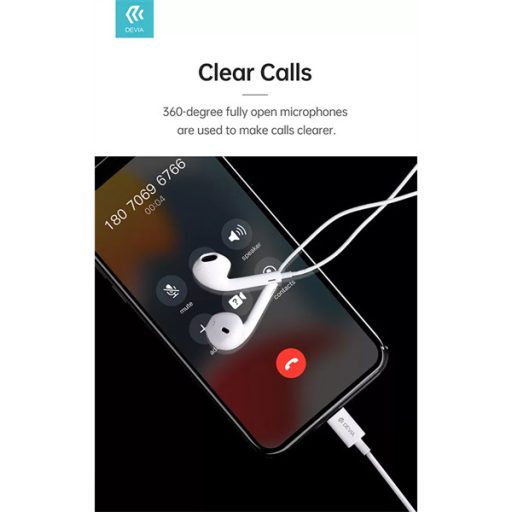 DEVIA UNIVERZÁLIS SZTEREÓ FELVEVŐS FÜLHALLGATÓ - LIGHTNING - STAR SERIES EARBUDS LIGHTNING EARPHONE - FEHÉR
