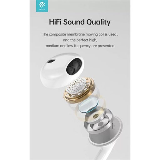 DEVIA UNIVERZÁLIS SZTEREÓ FELVEVŐS FÜLHALLGATÓ - LIGHTNING - STAR SERIES EARBUDS LIGHTNING EARPHONE - FEHÉR
