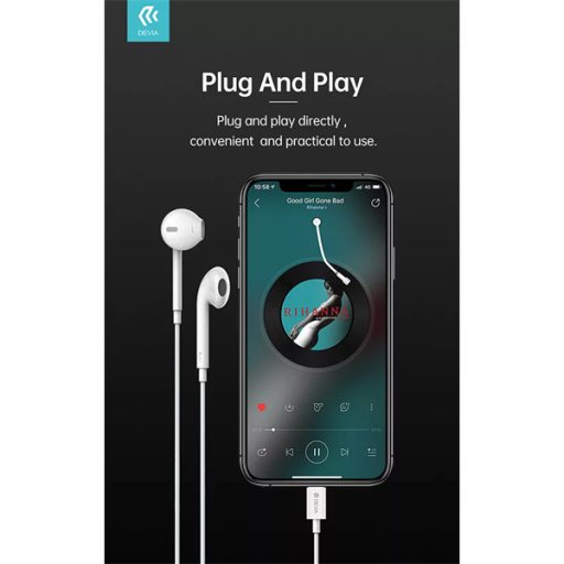 DEVIA UNIVERZÁLIS SZTEREÓ FELVEVŐS FÜLHALLGATÓ - LIGHTNING - STAR SERIES EARBUDS LIGHTNING EARPHONE - FEHÉR