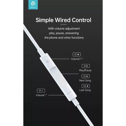 DEVIA UNIVERZÁLIS SZTEREÓ FELVEVŐS FÜLHALLGATÓ - LIGHTNING - STAR SERIES EARBUDS LIGHTNING EARPHONE - FEHÉR