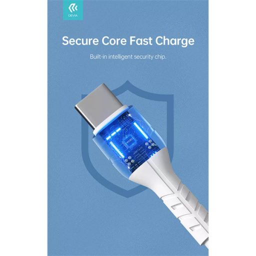 DEVIA USB TYPE-C - USB TYPE-C ADAT- ÉS TÖLTŐKÁBEL 1 M-ES VEZETÉKKEL - KINTONE SERIES TYPE-C TO TYPE-C CABLE - 60W, WHITE