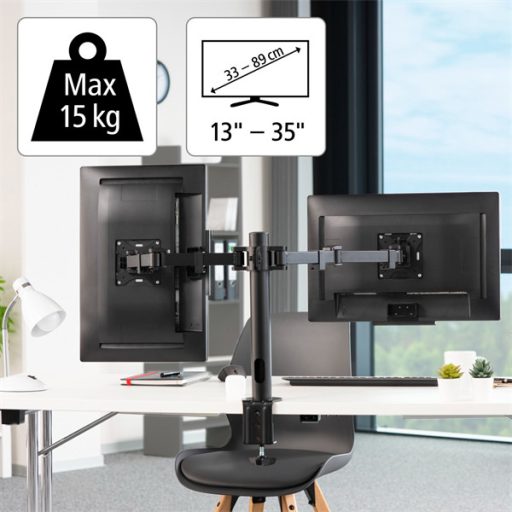 HAMA 118494, MONITORKAR DUPLA, FULL MOTION, 100X100, 2*35"-IG, FEKETE