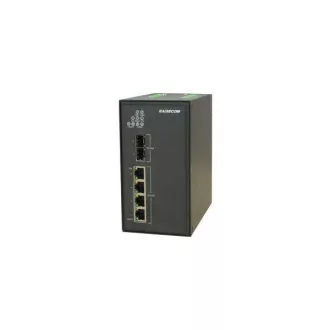   RAISECOM L2 DIN sínes menedzselhető ipari switch, 2x100/1000 SFP + 4xGE RJ45 + 1 alarm, (+AC TÁP!)