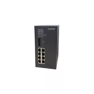   RAISECOM L2 DIN sínes menedzselhető ipari switch, 4xSFP + 8xGE RJ45, (+AC TÁP!)