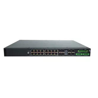   RAISECOM L2 menedzselhető ipari switch, 19"RM, 4x10G SFP++4xGE combo+12xGE RJ45+1 bővítőhely,2xDC