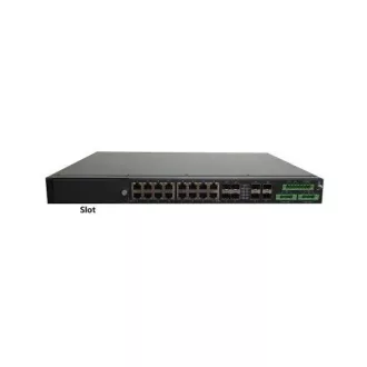   RAISECOM L2 menedzselhető ipari switch, 19"RM, 4x10G SFP++4xGE combo+12xGF SFP+1 bővítőhely,1xDC