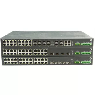   RAISECOM L3 menedzselhető ipari switch, 19"RM, 12x10G SFP+ +24xGE RJ45, (+ 2xAC TÁP!)
