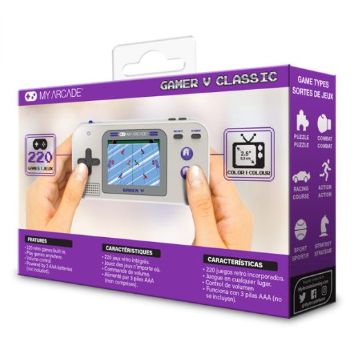 MY ARCADE Játékkonzol Gamer V Classic 220in1 Szürke  & Lila Hordozható, DGUN-3920