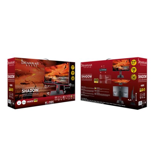 KONIX - DRAKKAR Shadow Gaming Monitor 27" IPS 1920x1080, 2xHDMI/Displayport, 180Hz