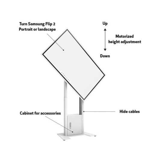 MULTIBRACKETS Motoros padlóállvány, M Motorized Floorbase Flip 2 incl cabinet 120kg White (42-100")