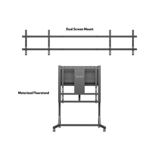 MULTIBRACKETS Gurulós motoros 2 karos padlóállvány, M Motorized Floorstand Dual Screen 160 kg Black SD (max. 2x84")
