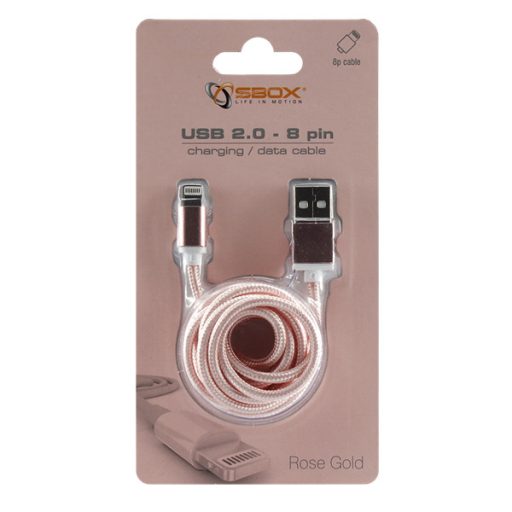 SBOX Kábel, CABLE USB A Male -> 8-pin iPh Male 1.5 m Rose gold - Blister