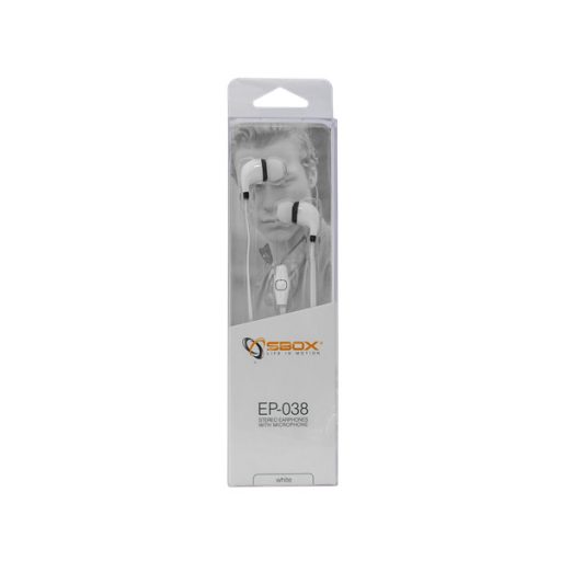 SBOX Füllhallgató, EARPHONES + MICROPHONE, White