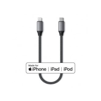   Satechi USB-C - lightning kábel (MFI), szőtt, 25cm - Space Grey