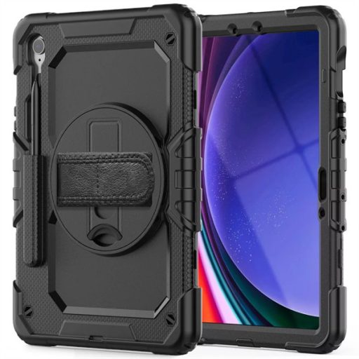 TECH-PROTECT SAMSUNG GALAXY TAB S9 FE 10.9 ÜTÉSÁLLÓ TABLET TOK 360 FOKOS VÉDELEMMEL, 4H KIJELZŐVÉDŐ ÜVEGGEL, FEKETE