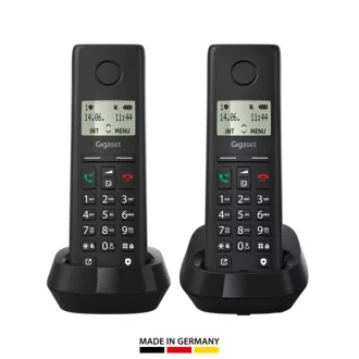 GIGASET DECT telefon, PURE 200 Duo, fekete
