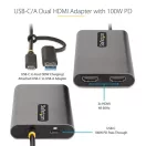 STARTECH Adapter USB-C to Dual HDMI vagy USB-C/A to 2xHDMI 4K 60Hz, 30cm kábel