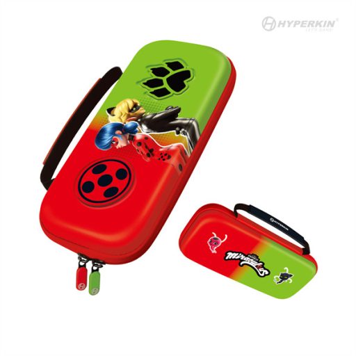HYPERKIN Miraculous EVA Nintendo Switch/Switch OLED/Switch "K.bogár és F.macska" erősített utazótok, Piros & Zöld