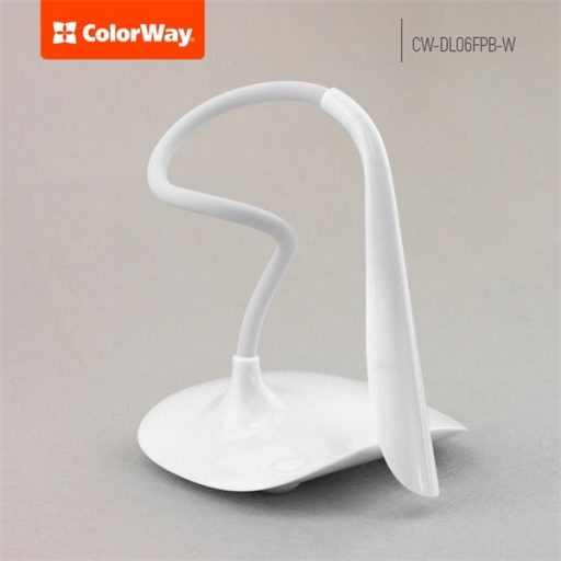 COLORWAY Asztali LED lámpa beépített akkumulátor, flexibilis, 5500-6000k, 115 lm, fehér (CW-DL06FPB-W)