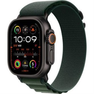  Apple Watch Ultra2 v2 Cellular 49mm Black Titanium Case with Dark Green Alpine Loop - Medium