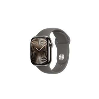   Apple Watch S10 Cellular 42mm Natural Titanium Case with Stone Grey Sport Band - M/L