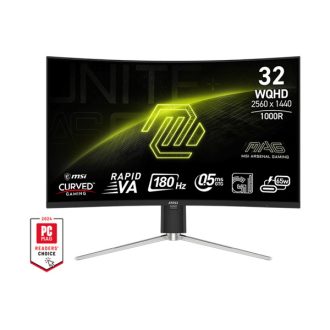   MSI Monitor GAMING MAG 325CQRF QD E2 31,5" Ívelt Rapid VA WQHD 2560x1440, 16:9 180Hz 0,5ms 3500:1, 2x HDMI, DP, USB-C