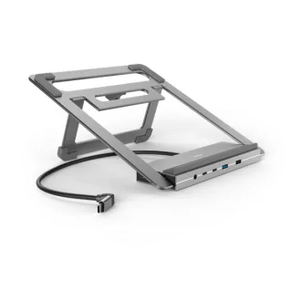   HAMA 00200139, FIC USB 3.2 GEN2 TYPE-C,12IN1 DOKKOLÓ ÁLLVÁNY (USB3.1,HDMI,DP, LAN,USB-C,PD) - szürke
