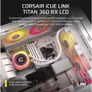 CORSAIR CPU hűtő iCUE LINK TITAN 360 RX LCD (vízhűtés), 3 Ventilátorots, LGA1700 és LGA1851 támogatással, fehér
