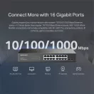 MERCUSYS Switch 16x1000Mbps, Fémházas Asztali Rackes, MS116GS