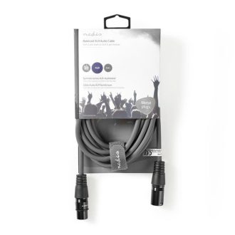   Nedis COTH15010GY50 félprofi XLR audio kábel, XLR 3érintkezős dugó - aljzat, 5m, rugalmas