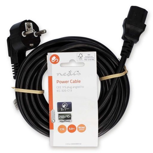 Nedis CEGL10000BK50 táp kábel IEC-320-C13, 3 x 0.75 mm, hossz 5m