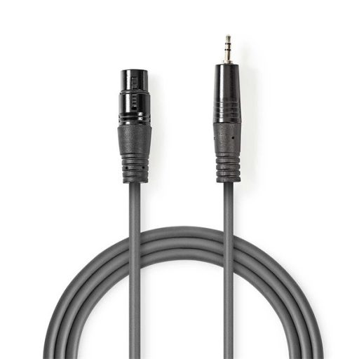 Nedis COTH15300GY30 félprofi audio kábel, 3,5mm sztero jack dugó - 3p XLR dugó, hossz 3m, rugalmas