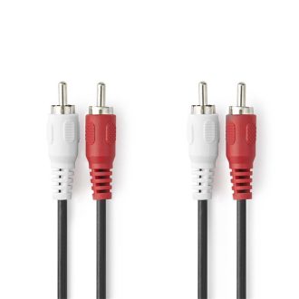   Nedis CAGL24200BK30 sztereo audio kábel, 2 X RCA dugó - 2 X RCA dugó, hossz 3m
