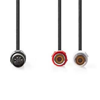   Nedis CAGL20250BK02 audio kábel 5p DIN dugó - 2 x RCA aljzat, hossz 0.20m