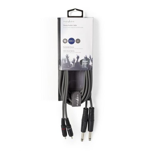 Nedis COTH23320GY30 félprofi audio kábel, 2 x 6,35mm mono jack dugó - 2 X RCA dugó, hossz 3m, rugalmas