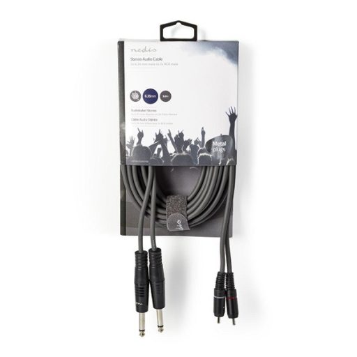 Nedis COTH23320GY50 félprofi audio kábel, 2 x 6,35mm mono jack dugó - 2 X RCA dugó, hossz 5m, rugalmas