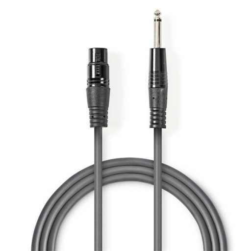 Nedis COTH15120GY30 félprofi audio kábel, 6,35mm mono jack dugó - 3p XLR aljzat, hossz 3m, rugalmas