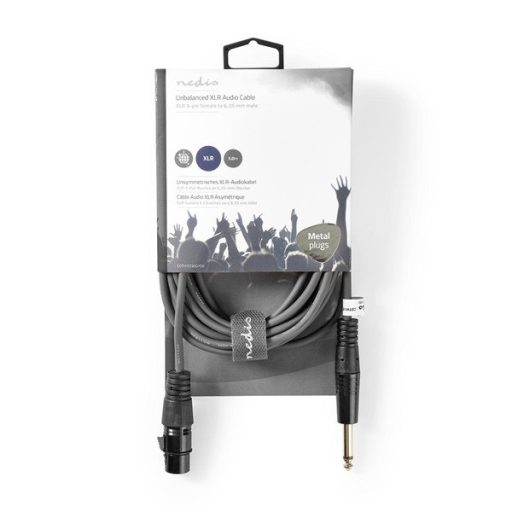 Nedis COTH15120GY50 félprofi audio kábel, 6,35mm mono jack dugó - 3p XLR aljzat, hossz 5m, rugalmas