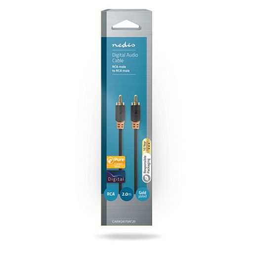 Nedis CABW24170AT20 digitális koax kábel, 2 x aranyozott RCA, hossz 2m