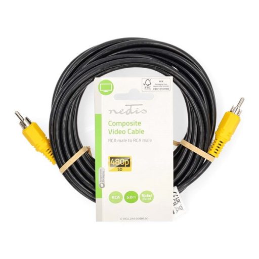 Nedis CVGL24100BK50 composite videó kábel, RCA dugó - RCA dugó, hossz 5m