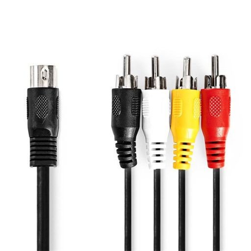 Nedis CAGL20400BK10 DIN audio kábel, DIN 5 tűs dugó - 4x RCA dugó, 0,20m