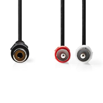   Nedis CAGB24020BK02 sztereo audio kábel, 1x RCA aljzat - 2x RCA dugó, 0,20m
