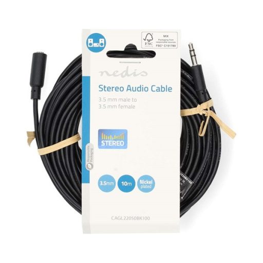 Nedis CAGL22050BK100 3,5mm sztereo jack hosszabító kábel, 10m