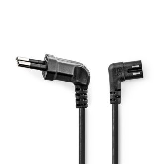   Nedis CEGL11055BK20 tápkábel, Euro dugó,  IEC-320-C7,  pipa, szögben balra, 2m, fekete