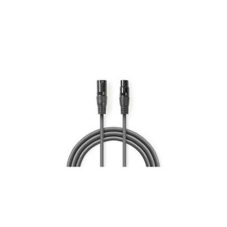   Nedis  COTG15012GY150 DMX adapter kábel, XLR 3 tűs apa | XLR 3 tűs anya | Nikkelezett | 15,0 m | kerek | PVC | Sötétszür