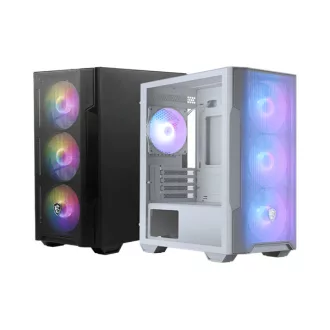   MSI Ház Midi ATX FORGE M100R, 4xARGB ventilátor, Tápegység nélkül, üvegfalú, fekete