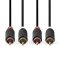 Nedis CABW24200AT100 sztereo audió kábel 2x RCA férfi,  2x RCA férfi, Aranyozott,  10 m , kerek,  Antracit
