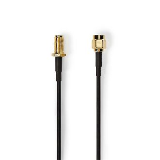  Nedis CSGL02210BK20 SMA kábel, RP SMA férfi, RP SMA női, Aranyozott, 50 Ohm, Egyetlen árnyékolt, 2,00 m, kerek