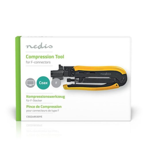 Nedis CSGG49530YE antennkábel kompresszíós fogó, fekete/sárga, ABS, acél,